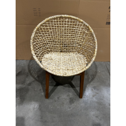 MACABANE - Fauteuil beige dossier arrondi assise en abaca tressé