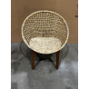 MACABANE - Fauteuil beige dossier arrondi