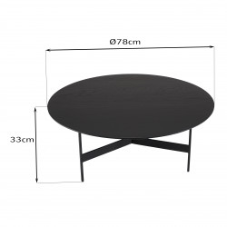 MACABANE - Table basse ronde noire 78x78cm piètement métal