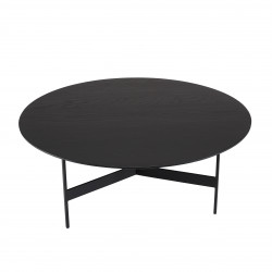 MACABANE - Table basse ronde noire 78x78cm piètement métal