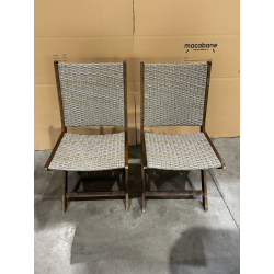 MACABANE - Chaise pliante acacia et rotin synthétique