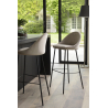 MACABANE -  Lot de 2 tabourets de bar velours chamois hauteur d'assise 80cm