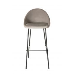MACABANE -  Lot de 2 tabourets de bar velours chamois hauteur d'assise 80cm