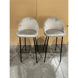 MACABANE -  Lot de 2 tabourets de bar velours chamois hauteur d'assise 80cm