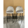 MACABANE -  Lot de 2 tabourets de bar velours chamois hauteur d'assise 80cm