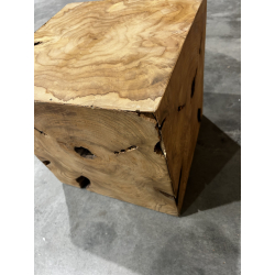 MACABANE - Cube bois nature teck