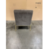 MACABANE - Fauteuil lounge tissu taupe métal doré accoudoirs bois