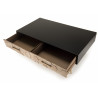 MACABANE - Table basse 2 tiroirs scandi Sapin marqueté pieds métal