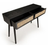 MACABANE - Console noire bois 2 tiroirs cannage