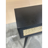 MACABANE - Console noire bois 2 tiroirs cannage