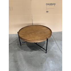 MACABANE - Table basse ronde 78x78cm plateau en bois de teck recyclé