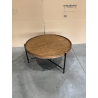 MACABANE - Table basse ronde 78x78cm plateau en bois de teck recyclé