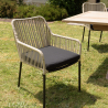 MACABANE - Lot de 2 fauteuils cordage couleur naturelle coussin assise noir