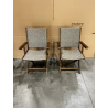 MACABANE - Lot de 2 fauteuils pliants Acacia et rotin synthétique