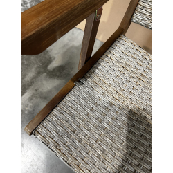 MACABANE - Lot de 2 fauteuils pliants Acacia et rotin synthétique