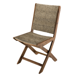 MACABANE - Lot de 2 chaises pliantes acacia et rotin synthétique
