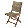 MACABANE - Lot de 2 chaises pliantes acacia et rotin synthétique