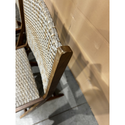 MACABANE - Lot de 2 chaises pliantes acacia et rotin synthétique