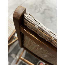 MACABANE - Lot de 2 chaises pliantes acacia et rotin synthétique