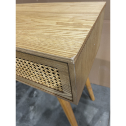 MACABANE - Console couleur naturel 2 tiroirs cannage