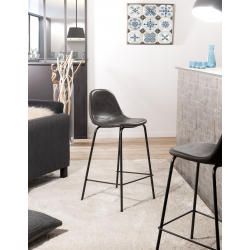 MACABANE - Lot de 2 tabourets de bar John anthracite hauteur d'assise 65cm