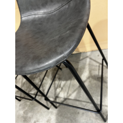 MACABANE - Lot de 2 tabourets de bar John anthracite hauteur d'assise 65cm