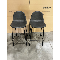 MACABANE - Lot de 2 tabourets de bar John anthracite hauteur d'assise 65cm