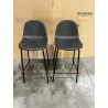 MACABANE - Lot de 2 tabourets de bar John anthracite hauteur d'assise 65cm