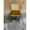 MACABANE - Chaise manguier assise matelassée cuir dossier rotin