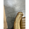 MACABANE - Chaise manguier assise matelassée cuir dossier rotin