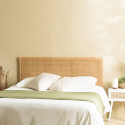 MACABANE - Tête de lit rect. 140/160cm "cannage" rotin couleur brun miel