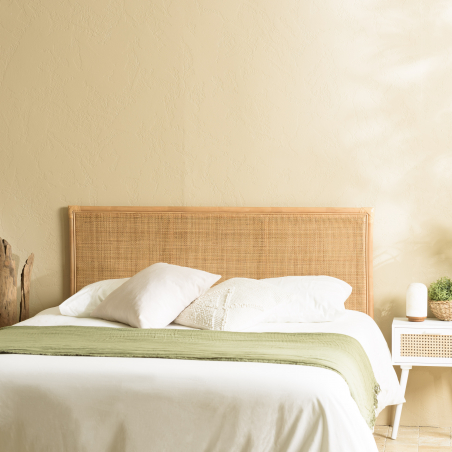 MACABANE - Tête de lit rect. 140/160cm "cannage" rotin couleur brun miel