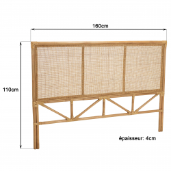 MACABANE - Tête de lit rect. 140/160cm "cannage" rotin couleur brun miel