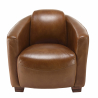 MACABANE - Fauteuil marron CHICAGO vintage cuir pieds bois