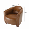 MACABANE - Fauteuil marron CHICAGO vintage cuir pieds bois