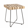 MACABANE - Table d'appoint 41x41cm plateau carré bois teck naturel pieds métal scandi