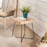 MACABANE - Table d'appoint 41x41cm plateau carré bois teck naturel pieds métal scandi