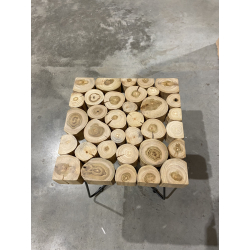 MACABANE - Table d'appoint 41x41cm plateau carré bois teck naturel pieds métal scandi