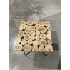 MACABANE - Table d'appoint 41x41cm plateau carré bois teck naturel pieds métal scandi
