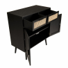 MACABANE - Buffet bois noir 2 tiroirs cannage 2 portes