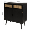 MACABANE - Buffet bois noir 2 tiroirs cannage 2 portes