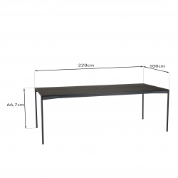 MACABANE - Table à manger rectangulaire noire 220x100cm piètement métal