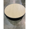 MACABANE - Table basse ronde double plateau 80x80cm en métal plateau bois clair