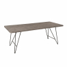 MACABANE - Table de jardin rectangulaire 6/8 personnes en bois teck teinté grisé et pieds en métal