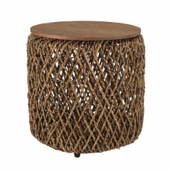 MACABANE - Table d'appoint ronde 50x50cm en tissage de fibre de cocotier