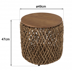 MACABANE - Table d'appoint ronde 50x50cm en tissage de fibre de cocotier