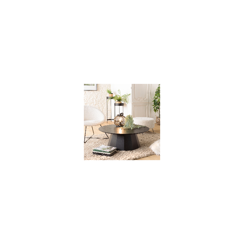 MACABANE - Table basse ronde noire 90x90cm