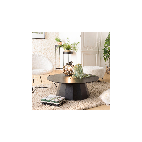 MACABANE - Table basse ronde noire 90x90cm