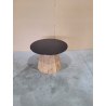 MACABANE - Table d'appoint ronde bois Pin recyclé et contreplaqué