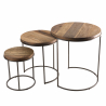 MACABANE - Set de 2 tables d'appoint rondes gigogne Teck recyclé Acacia